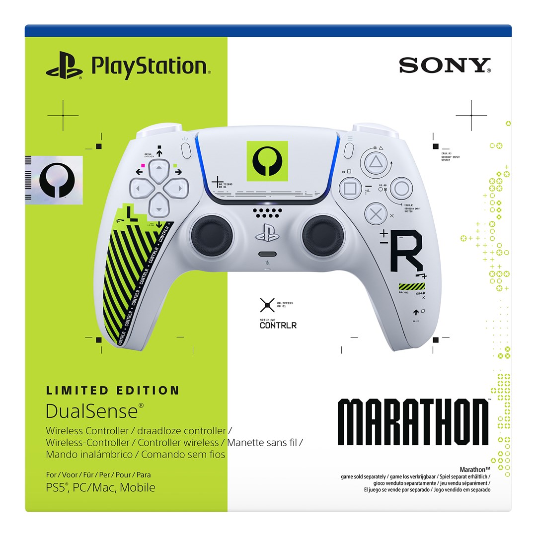 PS5 CONTROLLER WIRELESS DUALSENSE LIMITED EDITION MARATHON PLAYSTATION 5 GREEN AND WHITE